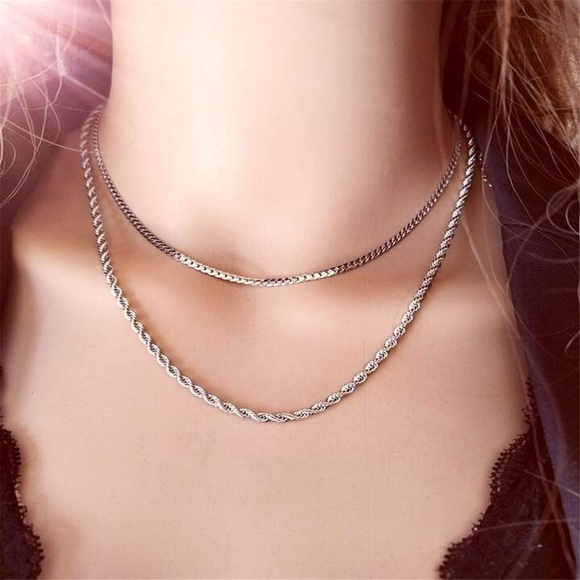 Waterproof Silver Rope Chain Necklace*3mm Rope Chain*Tarnish Free - Picture 3 of 7